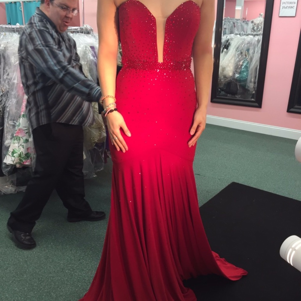 Jovani Red Mermaid Dress - Picture 6 of 7